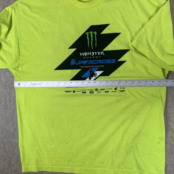 Monster Energy AMA Supercross T-Shirt Mens XL  Lime Motocross Racing - Picture 3 of 10